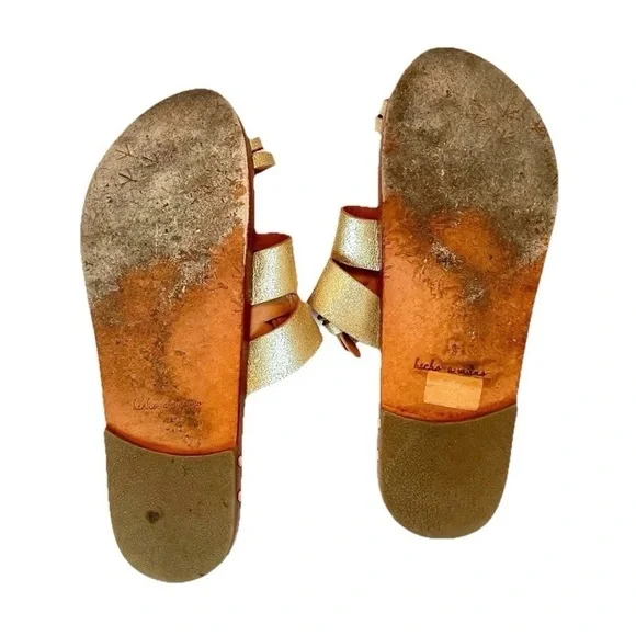 Beek Gold Leather Sandals Size 9 | Handmade Slide Sandals - Picture 9 of 11